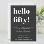 Bold Typography Black Modern 50th Birthday Party Invitation<br><div class="desc">Bold Typography Modern 50th Birthday Party Invitation in Black and White. - all text is editable so this can be use for any age</div>