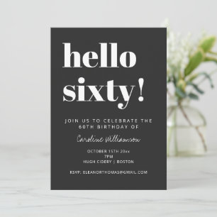 Bold Typography Black Modern 60th Birthday Party Invitation