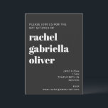 Bold Typography Black Modern Bat Mitzvah Invitation<br><div class="desc">Bold Typography Black Modern Bat Mitzvah Invitation</div>