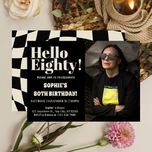 Bold Typography Black Modern Eighty 80th Birthday  Invitation
