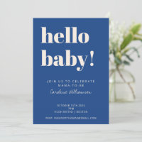 Bold Typography Blue Modern Cute Baby Shower
