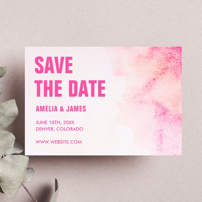 Bold Typography Blush Pink Ombre Dusty Rose Save The Date (Creator Uploaded)