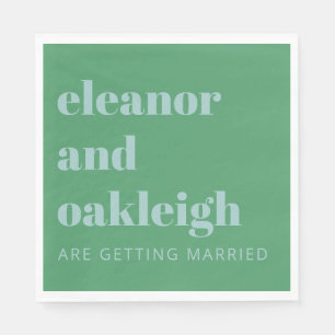 Bold Typography Bright Green Blue Modern Wedding Napkin