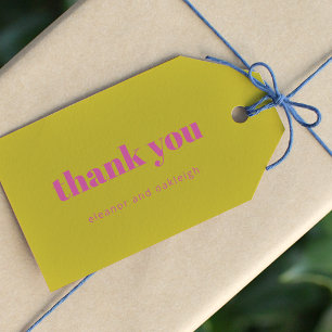 Bold Typography Bright Pink Yellow Modern Wedding Gift Tags