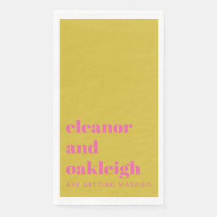 Bold Typography Bright Pink Yellow Modern Wedding  Napkin