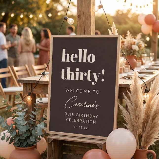 Bold Typography Brown Modern 30th Birthday Welcome Poster (Creator Uploaded)