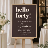 Bold Typography Brown Modern 40th Birthday Welcome