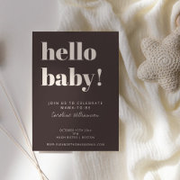 Bold Typography Brown Modern Cute Baby Shower