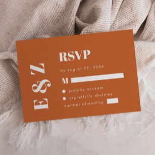 Bold Typography Burnt Orange Wedding RSVP Enclosure Card