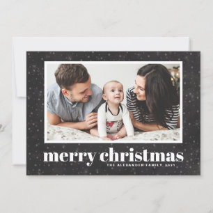 Bold Typography Chalkboard Merry Christmas Photo Holiday Card
