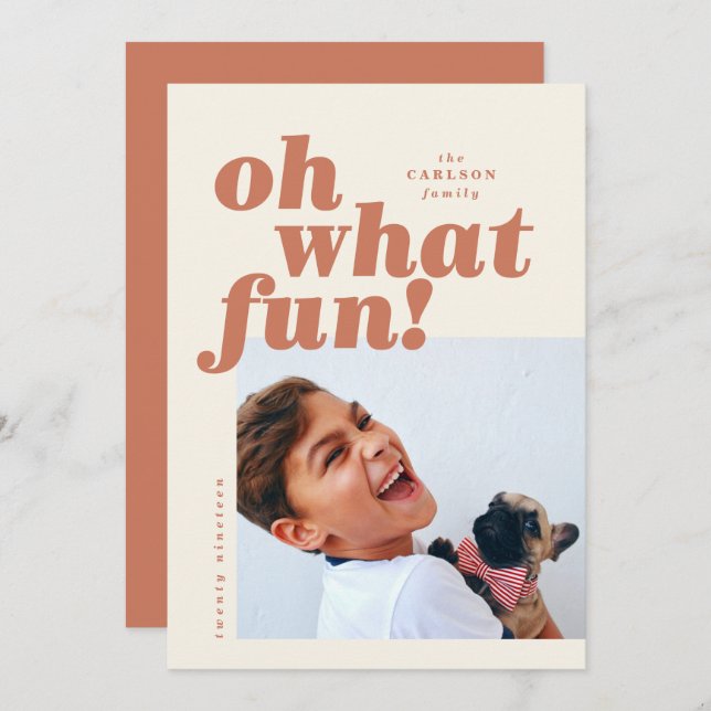 Bold Typography Colorblock Photo Christmas Card (Front/Back)