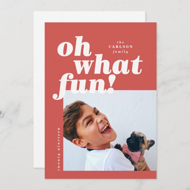 Bold Typography Colorblock Photo Christmas Card (Front/Back)