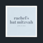 Bold Typography Cool Soft Blue Bat Mitzvah Name Napkin<br><div class="desc">This personalized Bat Mitzvah napkin features a soft icy blue background with modern typography for a clean, polished look. The cool dusty blue color works well for contemporary celebrations and photographs beautifully on reception tables. Designed for use at cocktail hour, dessert tables, or the bar. A simple detail that helps...</div>