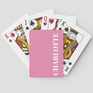 Bold Typography Custom Colourful Pink Name Playing Cards