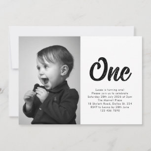 Bold Typography First Birthday Photo Invitation