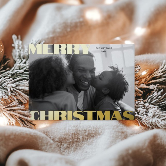 Bold Typography Foil Holiday Photo Card (Creator Uploaded)