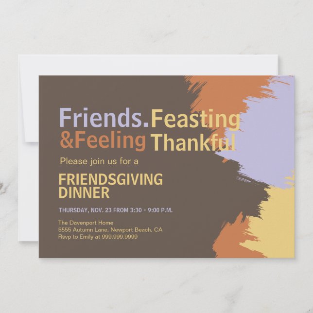 Bold Typography Friendsgiving Dinner Party Invite (Front)