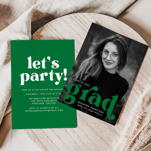 Bold Typography Green Photo Graduation Party Invitation