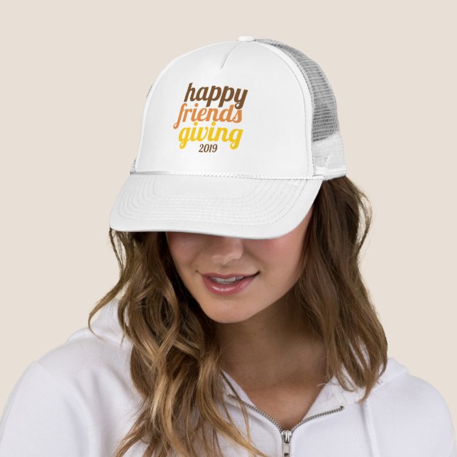 Bold typography Happy Friendsgiving 2019 fall Trucker Hat (In Situ)
