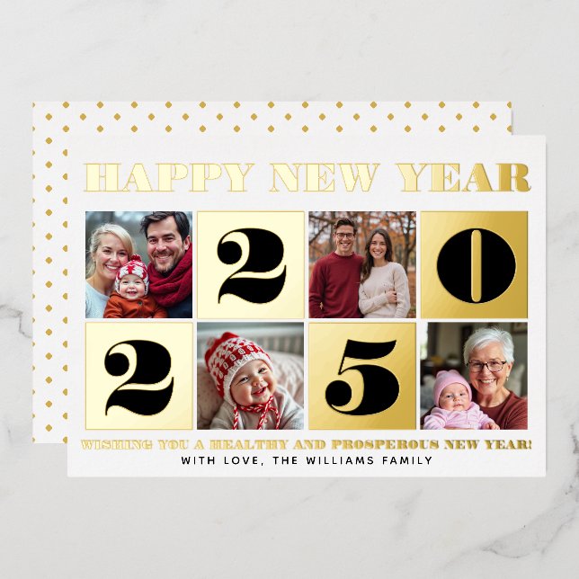 Bold typography Happy New Year photo collage (Front/Back)