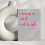 Bold Typography Hot Pink and Grey Modern Wedding Invitation<br><div class="desc">Bold Typography Hot Pink and Grey Modern Wedding Invitation</div>
