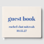 Bold Typography Ivory Blue Custom Cute Bat Mitzvah Guest Book<br><div class="desc">Bold Typography Ivory Blue Custom Cute Bat Mitzvah Guest Book</div>
