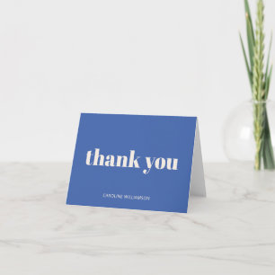 Bold Typography Ivory Blue Modern Custom Name Thank You Card