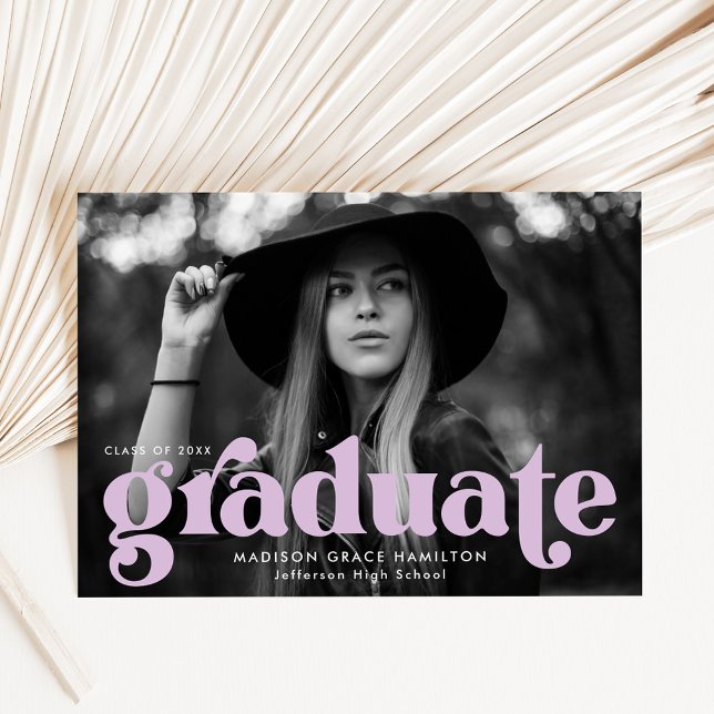Bold Typography Lilac Photo Graduation Announcement (Creator Uploaded)