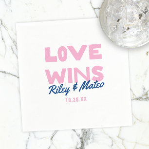Bold Typography LOVE WINS Wedding Napkin
