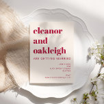 Bold Typography Magenta and Ivory Modern Wedding Invitation<br><div class="desc">Bold Typography Magenta and Ivory Modern Wedding Invitation</div>