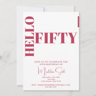 Bold Typography Magenta Modern 50th Birthday Invitation