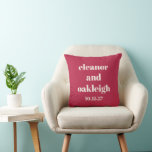 Bold Typography Magenta Red Ivory Custom Wedding Cushion<br><div class="desc">Bold Typography Magenta Red Ivory Modern Custom Wedding Throw Pillow</div>