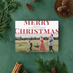 Bold Typography Merry Christmas Photo Red Holiday Card