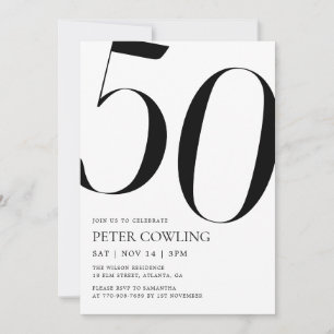 Bold Typography Minimalist 50th Birthday Invitation
