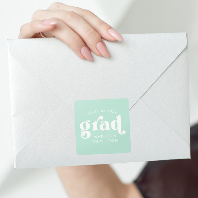 Bold Typography Mint Graduation Square Sticker (Creator Uploaded)