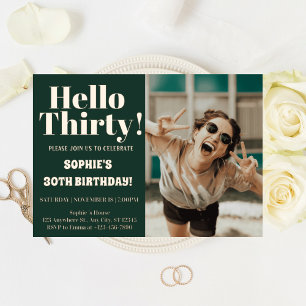 Bold Typography Modern 30th Birthday Photo Party