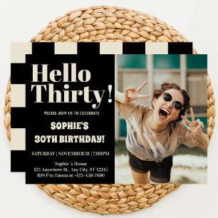 Bold Typography Modern 30th Birthday Photo Party Invitation