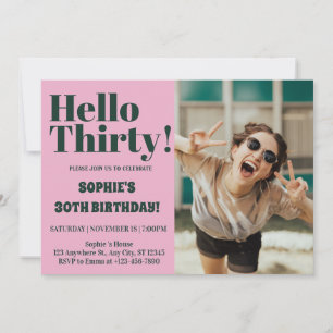 Bold Typography Modern 30th Birthday Photo Party Invitation