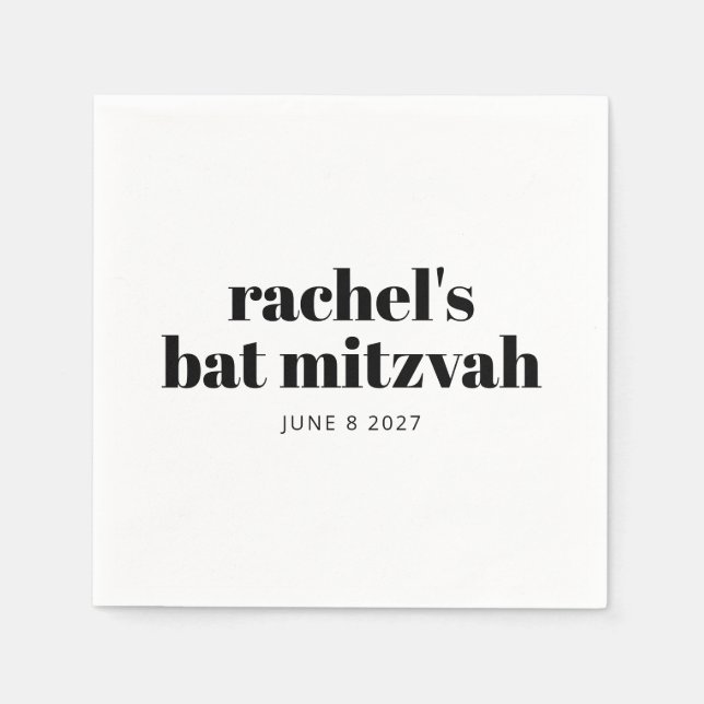 Bold Typography Modern Black White Personalised  Napkin (Front)