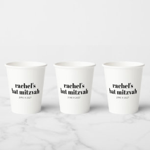 Bold Typography Modern Black White Personalised Paper Cups