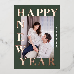 Bold Typography Modern Happy New Year 2025 Gold