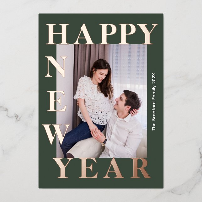 Bold Typography Modern Happy New Year 2025 Gold (Front)