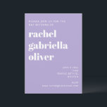 Bold Typography Modern Lavender Bat Mitzvah  Invitation<br><div class="desc">Bold Typography in Lavender and White Modern Bat Mitzvah Invitation</div>