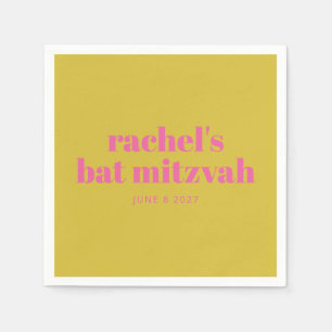 Bold Typography Modern Pink Yellow Personalised Napkin