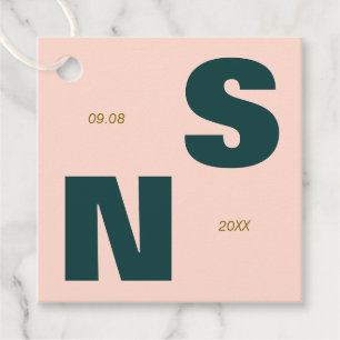 Bold Typography Monogram Wedding Gift Favour Tags