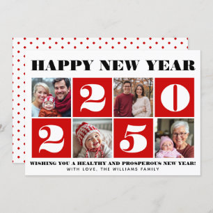 Bold typography New Year photo collage red Holiday Card
