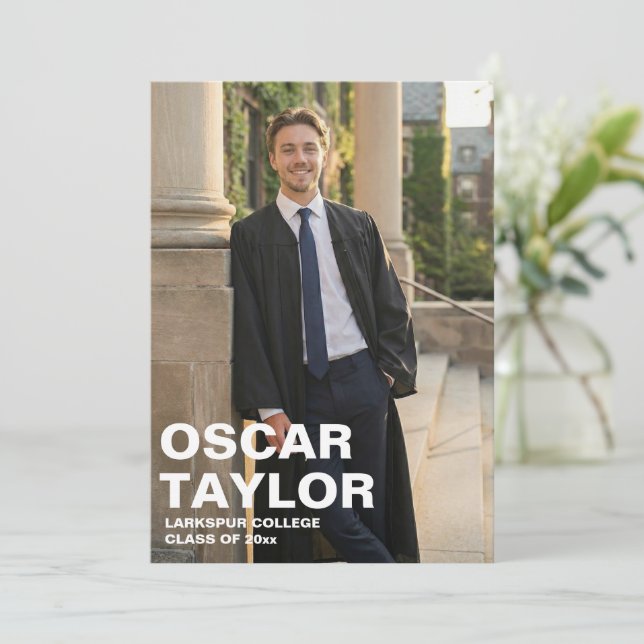 Bold Typography Overlay Full Photo Graduation 2026 Announcement (Standing Front)