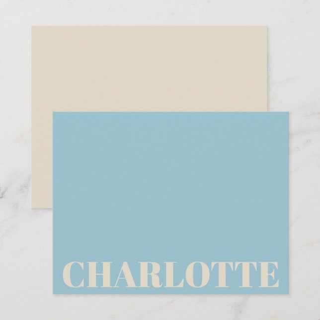 Bold Typography Personalised Name Light Blue Cream Card (Front/Back)