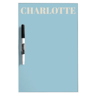 Bold Typography Personalised Name Light Blue Cream Dry Erase Board