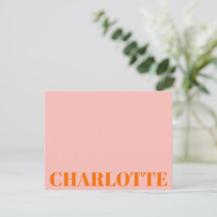 Bold Typography Personalised Name Orange Pink Card